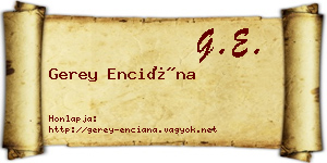 Gerey Enciána névjegykártya